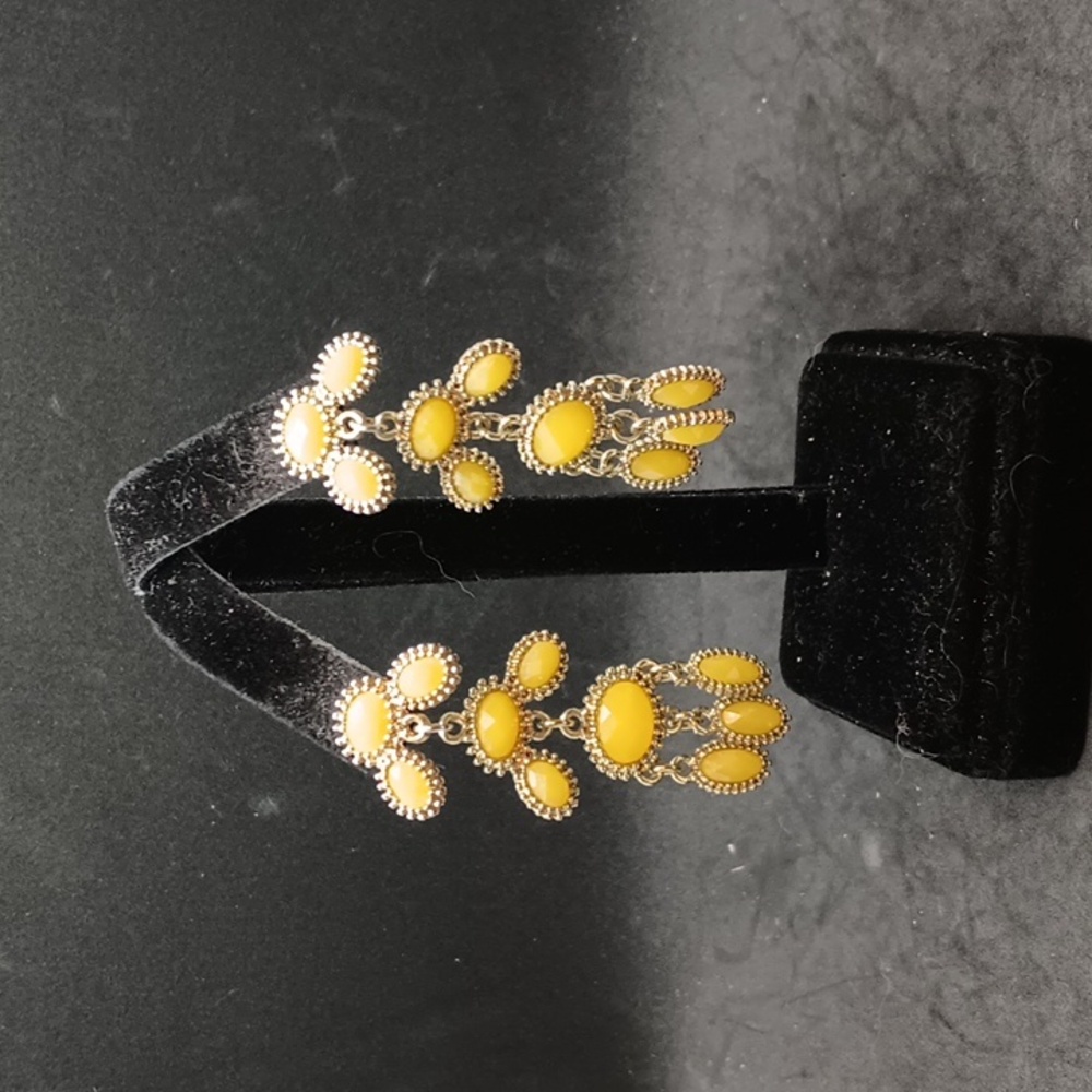 Unbranded silver tone yellow faux stone dangle earrings